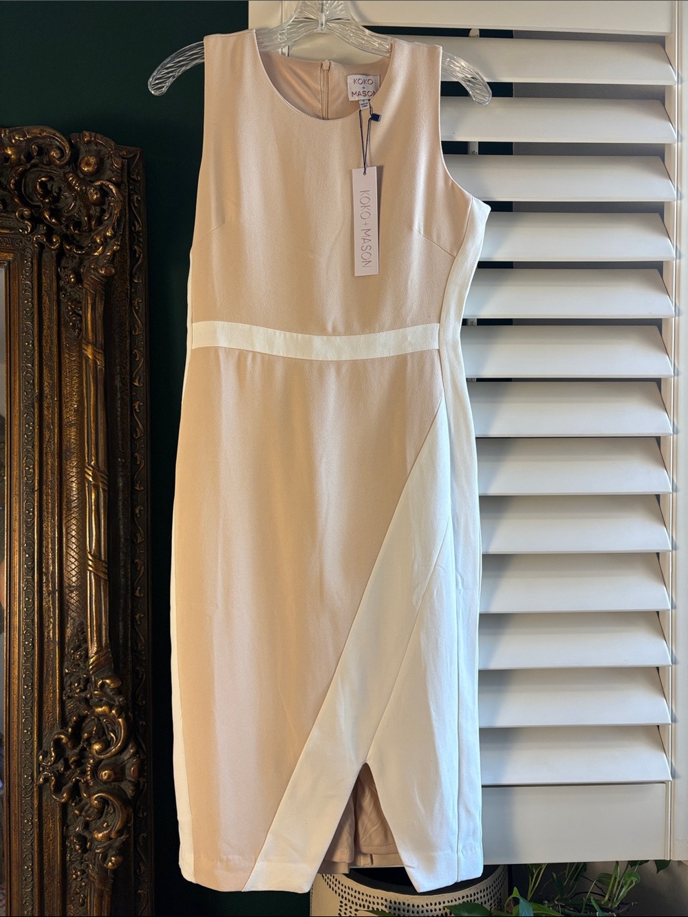 Koko + Mason NWT Cream Sleeveless Pencil Sheath Dress, size S